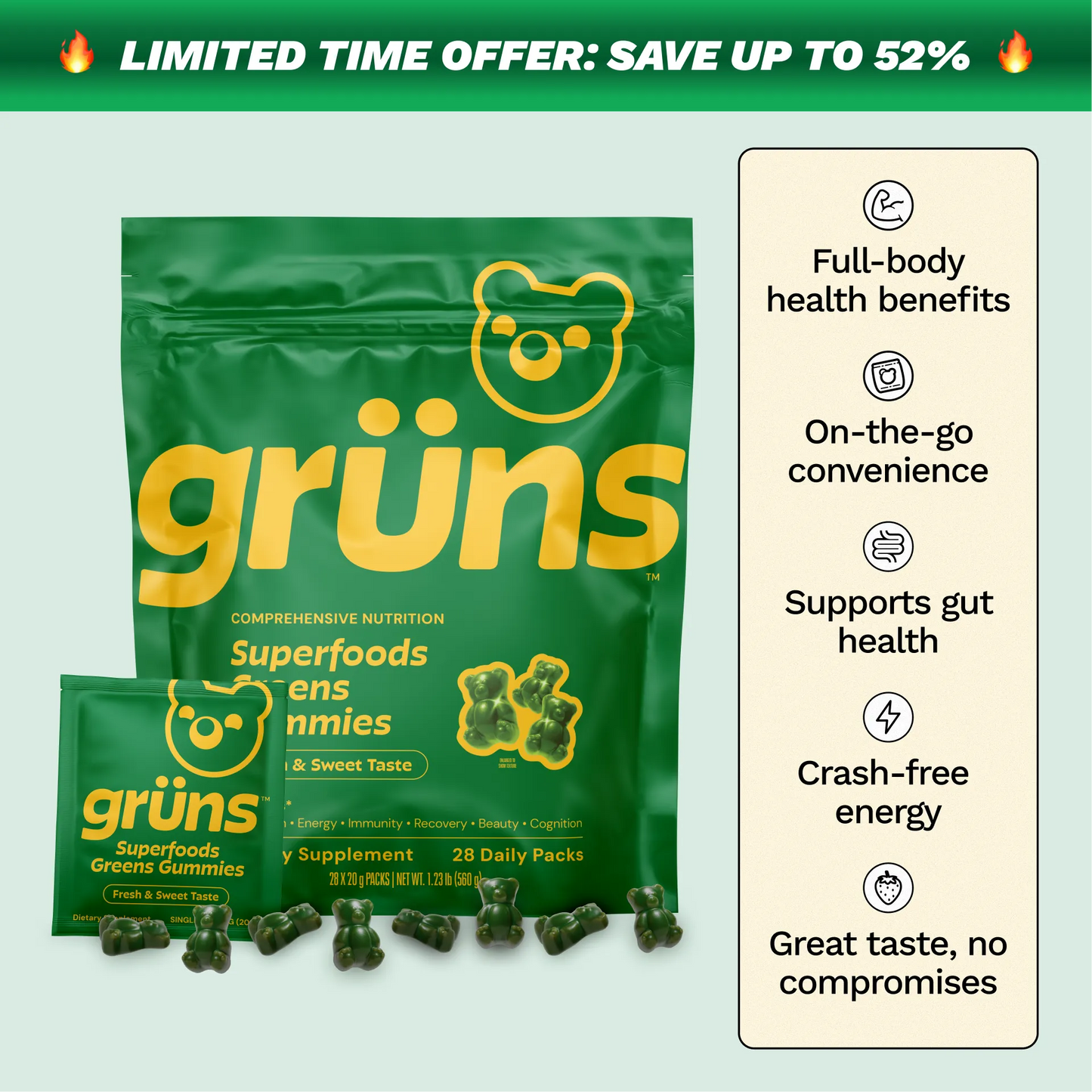 Grüns Superfood Gummies-Low Sugar